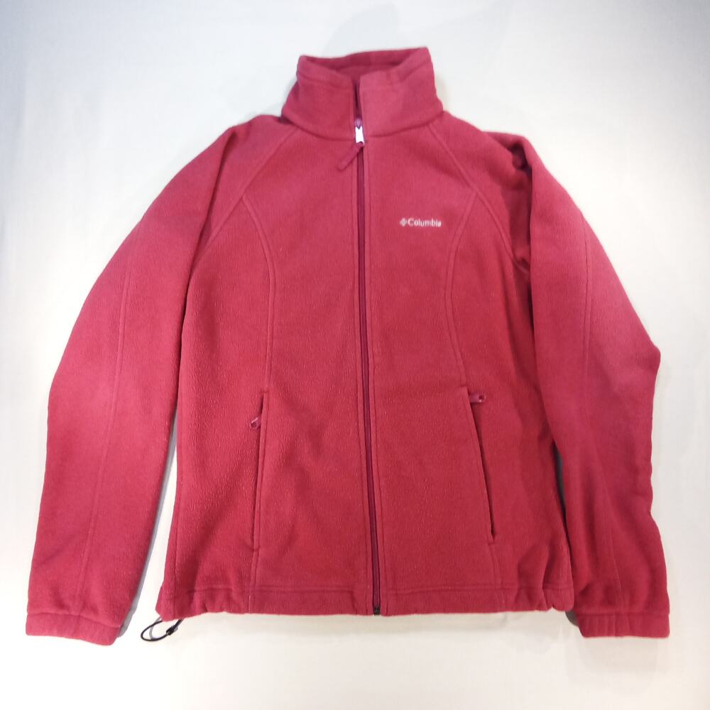 Columbia Women's Medium Pink Full-Zip Fleece Jacket Mock Neck Zip Pockets